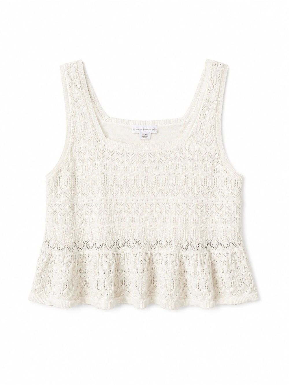 House of Harlow 1960 Ivory Lace Knit Peplum Crop Tank Top Size M